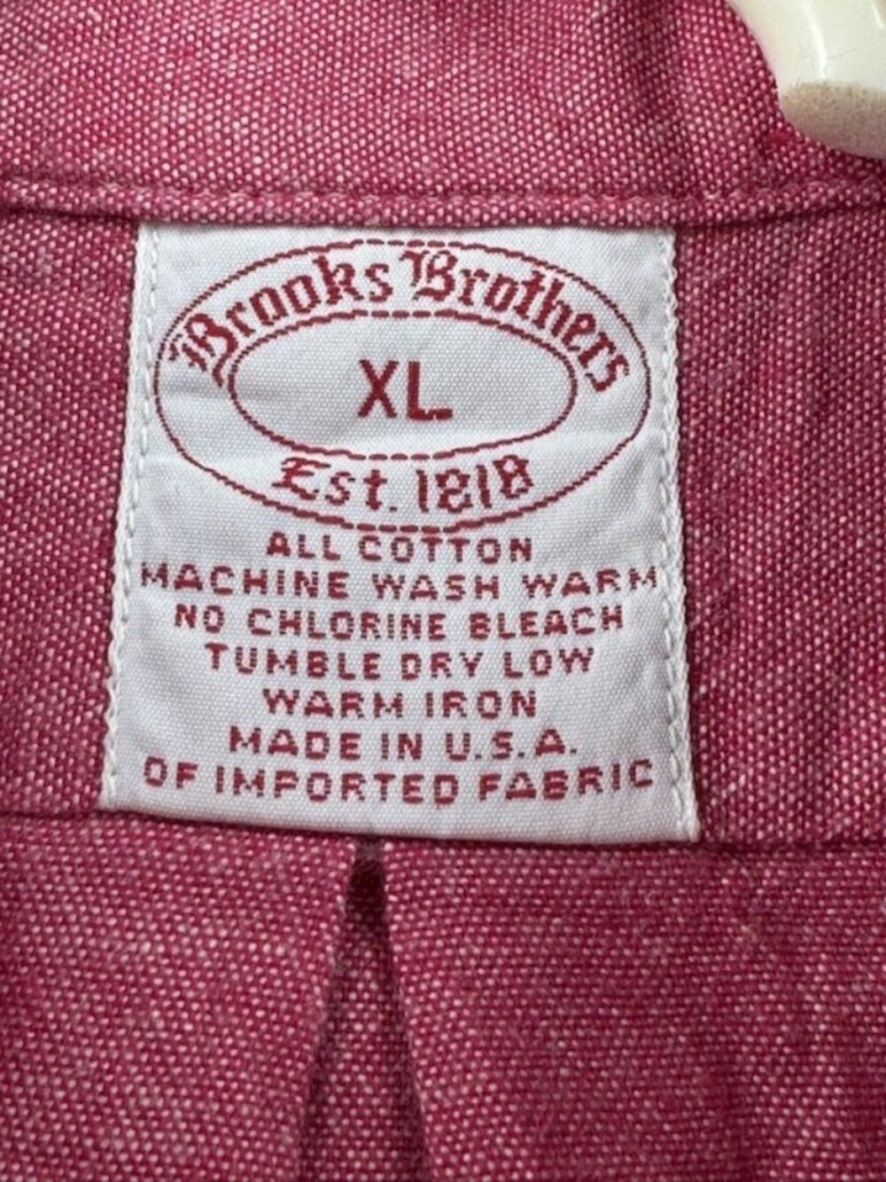VTG Brooks Brothers Short Sleeve All Cotton USA XL Button-Down Red Preppy Shirt